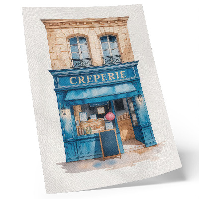 Kunstdruck leinwand Die blaue Fassade eines Cafés in einer charmanten Straße