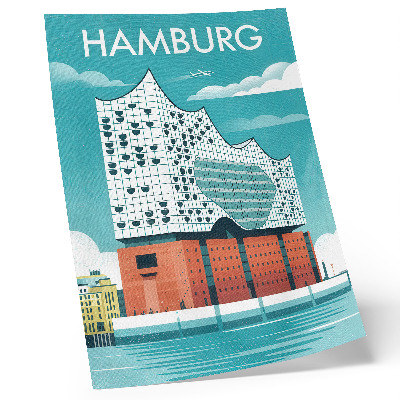 Wandposter Moderne Architektur in Blau und Wolken