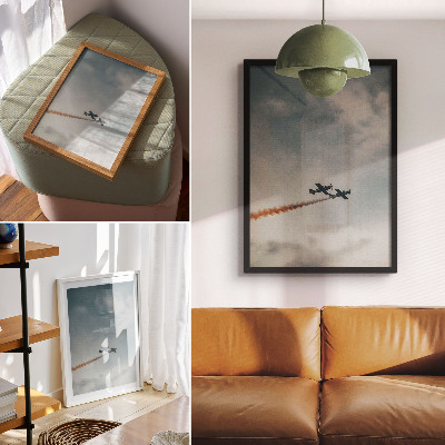 Poster Zwei Flugzeuge am Himmel – Minimalismus-Technik