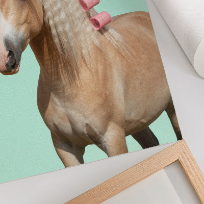 Wandposter Pferdehaar, helles Fell, mintfarbene Pastellfarben, Roller