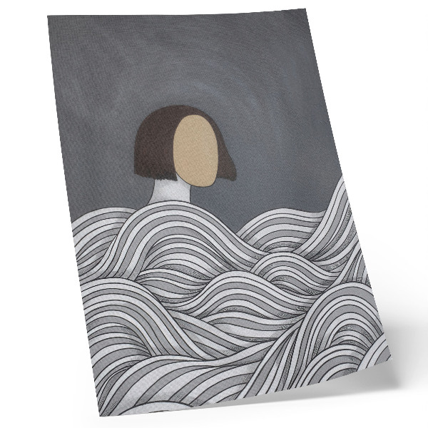 Poster Figur in Wellen, abstrakte graue Form