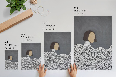 Poster Figur in Wellen, abstrakte graue Form