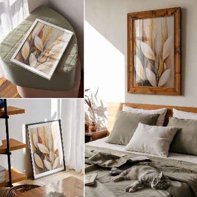 Kunstdruck leinwand Elegante Blätter, Schlichtheit und Harmonie der Farben