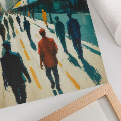 Wandposter Eine Gruppe von Menschen auf einer farbenfrohen Straße in der Stadt