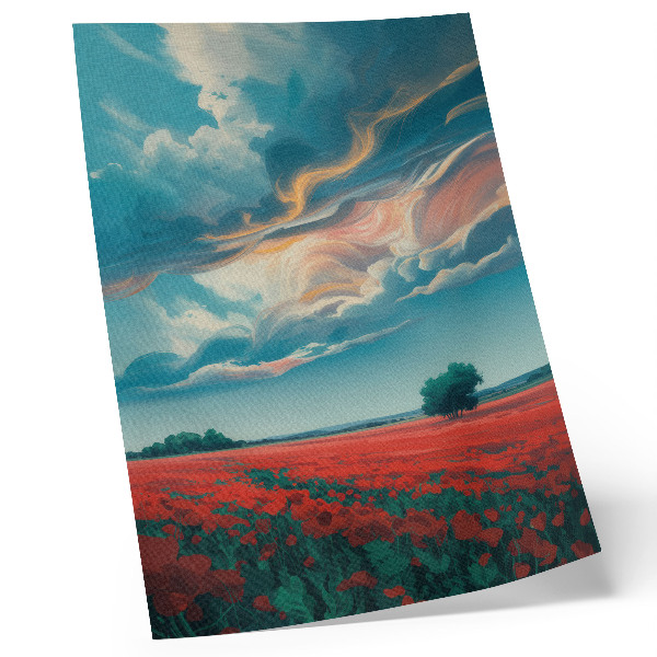 Kunstdruck leinwand Eine farbenprächtige Mohnblumenwiese unter einem gleißenden Himmel