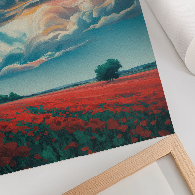 Kunstdruck leinwand Eine farbenprächtige Mohnblumenwiese unter einem gleißenden Himmel