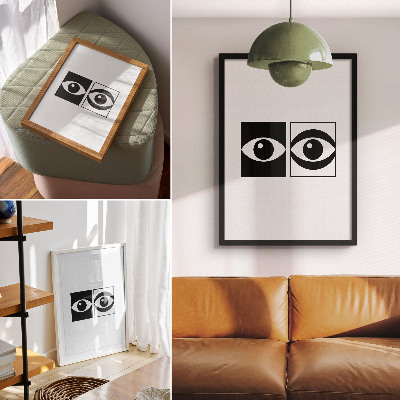 Wandposter Schwarze und weiße Augen, moderne Symmetrie, Kontrast