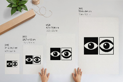 Wandposter Schwarze und weiße Augen, moderne Symmetrie, Kontrast