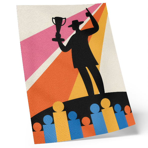Poster Trophäensilhouette, leuchtende Farben, Dynamik