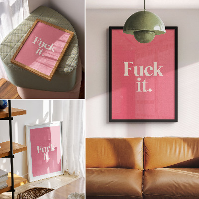 Kunstdruck leinwand Rosa Hintergrund, weiße Schrift im modernen Stil