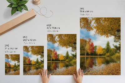 Poster Bunte Bäume am See, Herbststimmung
