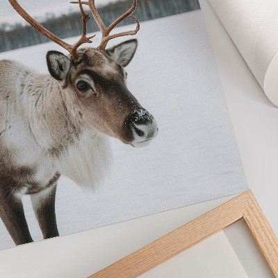 Wandposter Rentiere in einer Winterlandschaft mit beigem Fell
