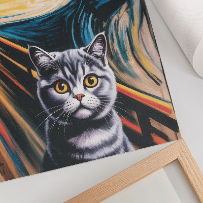 Poster Eine Katze vor dem Hintergrund einer ausdrucksstarken Landschaft