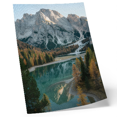 Wandposter Berge, Wald, See, Spiegelungen, bunte Bäume