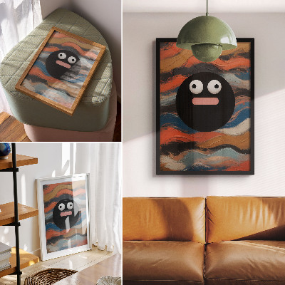 Kunstdruck leinwand Eine schwarze Figur auf farbenfrohem Hintergrund in dynamischem Stil