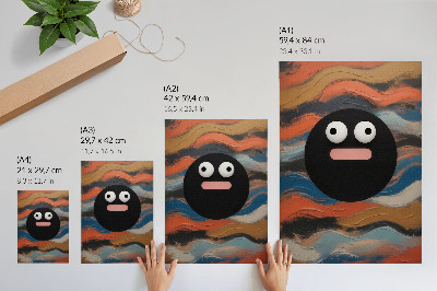 Kunstdruck leinwand Eine schwarze Figur auf farbenfrohem Hintergrund in dynamischem Stil