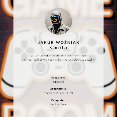 Wandposter Neonbecher, weiß mit gelber Schrift auf Ziegelstein