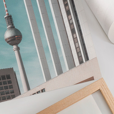 Poster Minimalistischer Turm, moderne Gebäude, blauer Himmel
