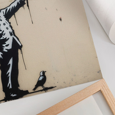 Kunstdruck leinwand Schwarz-weiße Figur mit rotem Herzen