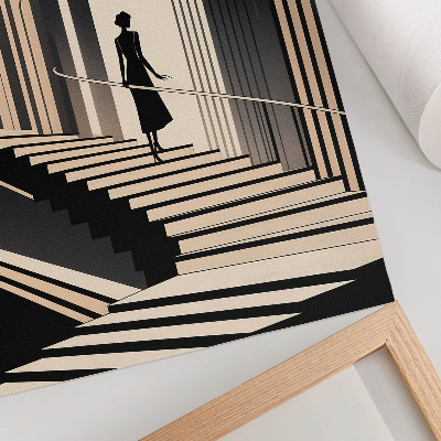 Kunstdruck leinwand Eine Gestalt auf der Treppe unter den monumentalen Bögen