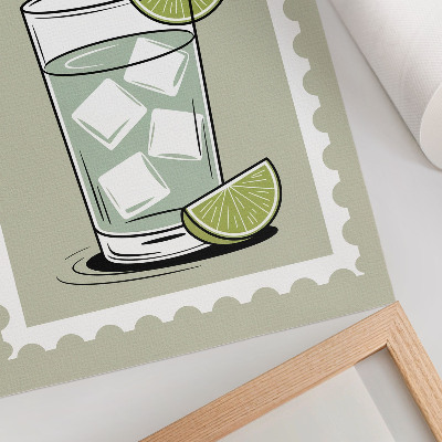 Kunstdruck leinwand Die Aufschrift GIN TONIC grüne und weiße Elemente