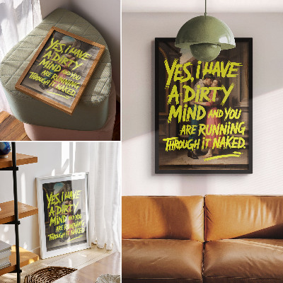 Wandposter Klassische Zeichen, gelber Text, dynamischer Kontrast
