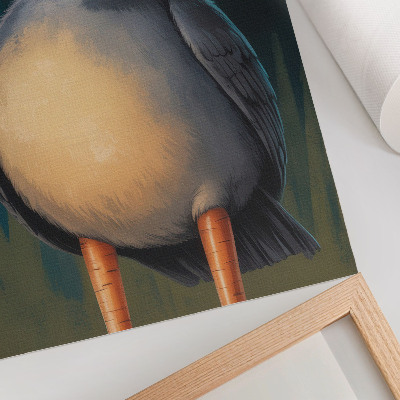 Poster Lustiger Vogel, ungewöhnliche Farben, türkisfarbener Hintergrund