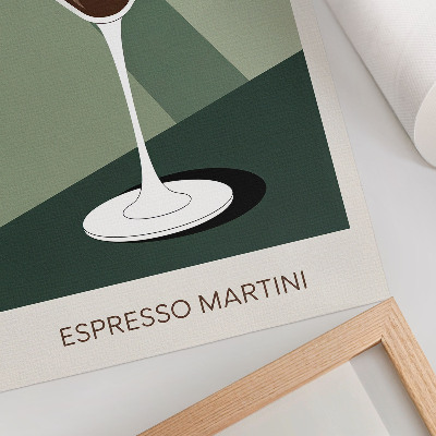 Wandposter Moderner Martini in Grün, Beige und Weiß