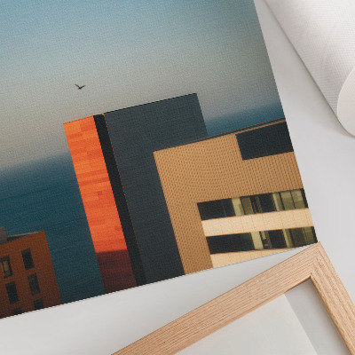 Kunstdruck leinwand Moderne, Meer, Gebäude, Vogel, Weite, Himmel