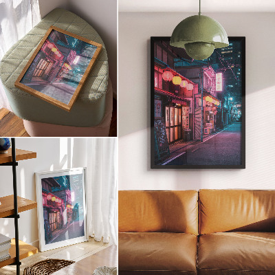 Kunstdruck leinwand Neonlaternen bezaubern die Straßen der Stadt bei Nacht