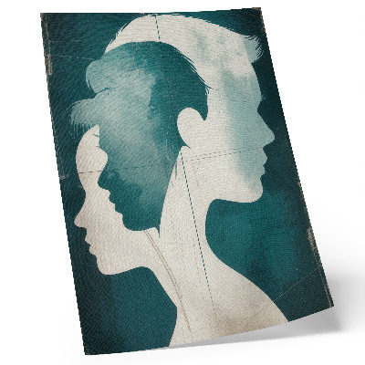 Poster Türkisfarbene Silhouetten mit zarten weißen Linien