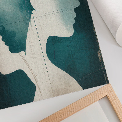 Poster Türkisfarbene Silhouetten mit zarten weißen Linien