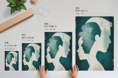 Poster Türkisfarbene Silhouetten mit zarten weißen Linien