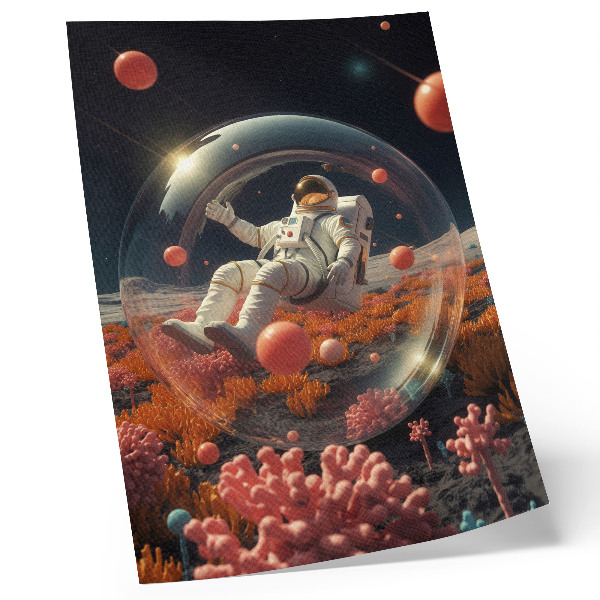 Wandposter Astronautenweltraum, bunte Pflanzen, Kosmos