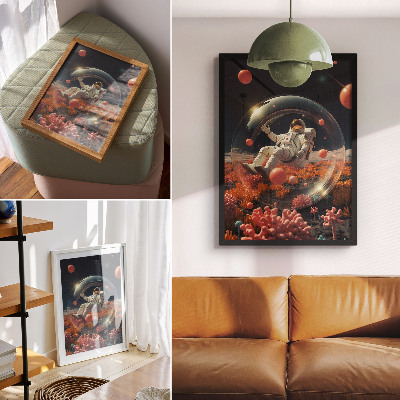 Wandposter Astronautenweltraum, bunte Pflanzen, Kosmos