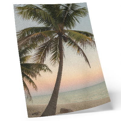 Wandposter Palmen, Meer, pastellfarbener Sonnenuntergang, exotisch