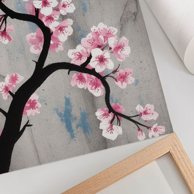 Kunstdruck leinwand Zarte Blüten auf grauem Hintergrund