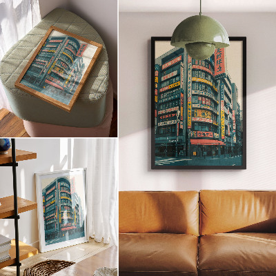 Wandposter Farbenfrohe Inschriften an modernistischen Gebäuden