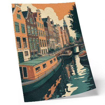 Poster Mietshäuser über dem Kanal spiegeln sich im Wasser
