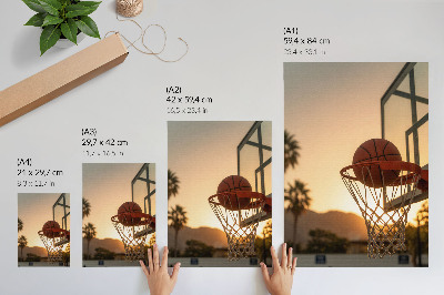 Poster Energetischer Sonnenuntergang Basketballball