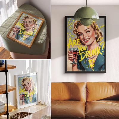 Kunstdruck leinwand Frau im Retro-Comic-Stil, dynamische Farben