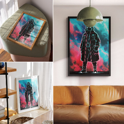 Kunstdruck leinwand Eine futuristische Gestalt vor dem Himmel in kräftigen Farben