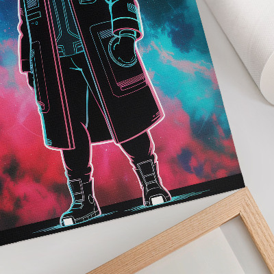 Kunstdruck leinwand Eine futuristische Gestalt vor dem Himmel in kräftigen Farben