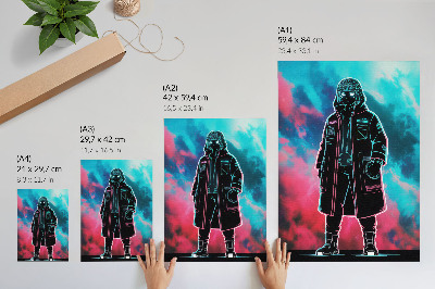 Kunstdruck leinwand Eine futuristische Gestalt vor dem Himmel in kräftigen Farben