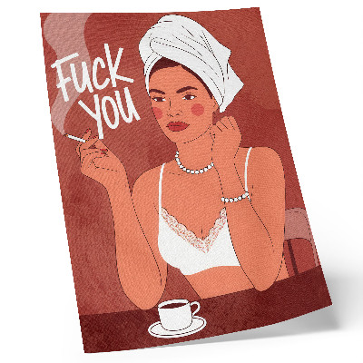 Wandposter Elegantes rot-weißes Porträt einer humorvollen Frau