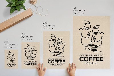 Kunstdruck leinwand Minimalistische Gesichtskonturen, eine Tasse Kaffee
