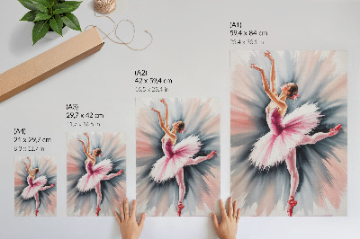 Wandposter Ballerina in Pink vor dynamischem Hintergrund