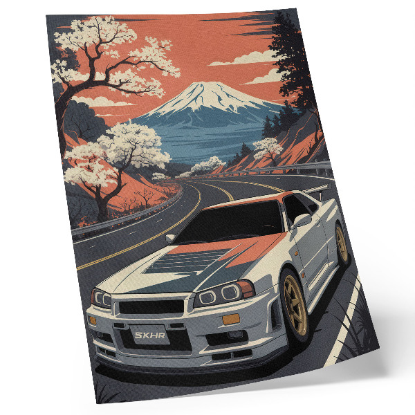 Poster Sportwagen-Berge dynamische Szene
