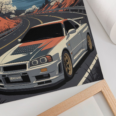 Poster Sportwagen-Berge dynamische Szene