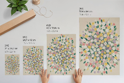 Poster Bunte Blumen, pastellfarbene Blätter, Frische